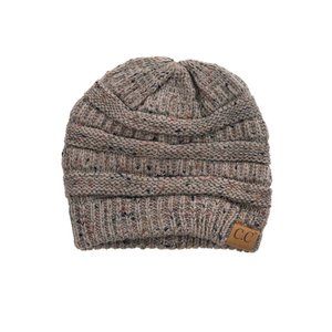 CC C.C Taupe Color Confetti Cable Knit Beanie Hat